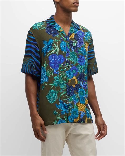 versace tiger|Shop Versace Tiger & Wildflower Camp Shirt .